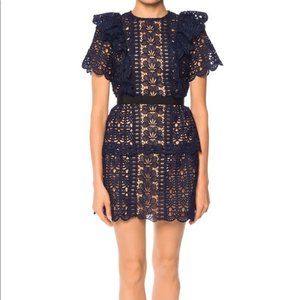 Self-Portrait Dresses Selfportrait Navy Floral Lace Guipure